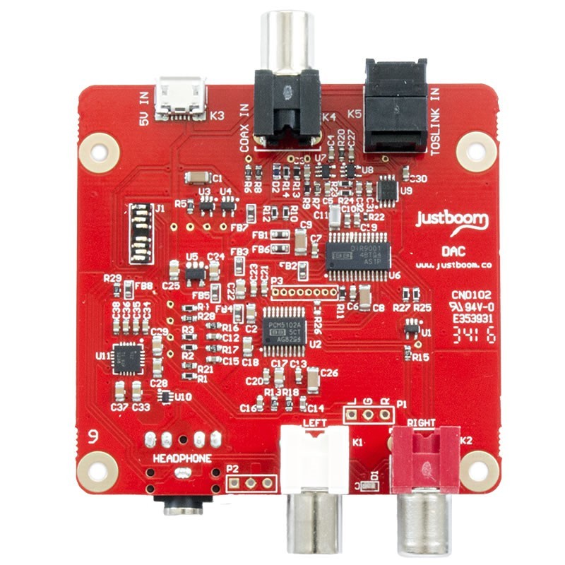 JustBoom DAC PCM5122 24bit/96kHz SPDIF Optical Coaxial input