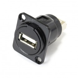 USB A to B inlet Panel mount Black