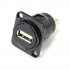 USB-A 2.0 Panel Mount to USB-A internal female to female Black