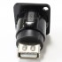 USB-A 2.0 Panel Mount to USB-A internal female to female Black