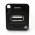 USB-A 2.0 Panel Mount to USB-A internal female to female Black