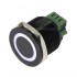 Bouton Poussoir Aluminium Anodisé avec Cercle Lumineux Blanc 1NO1NC 250V 5A Ø25mm Noir