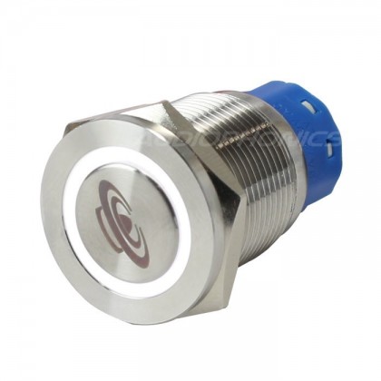 Interrupteur inox Symbole lumineux bleu 250V 5A Ø19mm