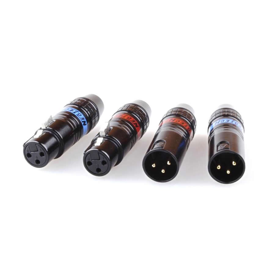 NEOTECH NC06612 Gold Plated Brass 3 Way Male / Female XLR Connectors Or Ø10mm (Set x4