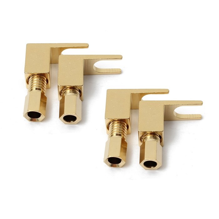 2 Paires De Fiches Fourche Vers Banane Femelle 4mm - Connecteurs Plaqués Or Pour Ampli Et Haut-parleurs