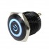 Anodized Aluminium Push Button with Blue Light Power Symbol 1NO 36V 5A Ø16mm Black