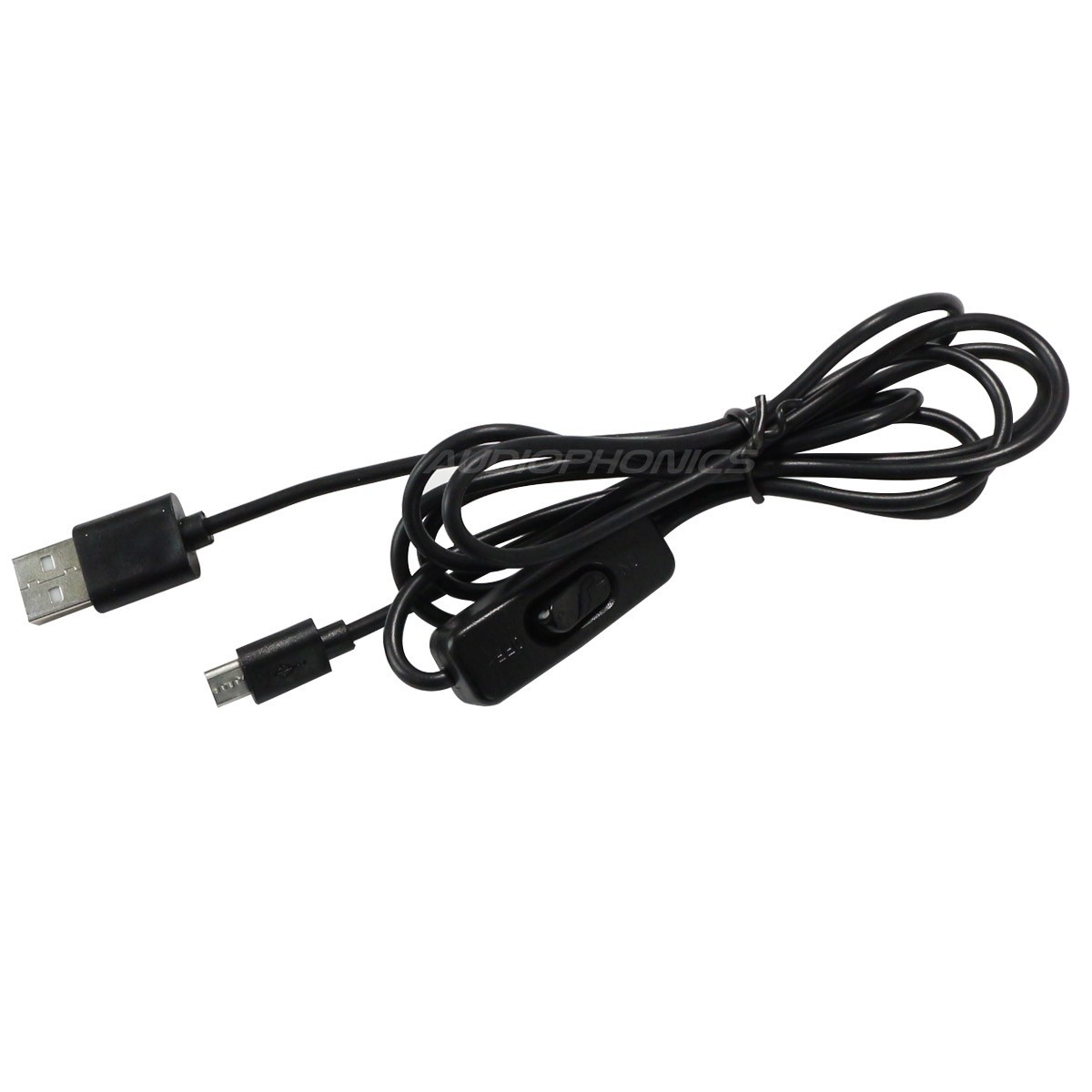 Câble Alimentation USB-A Mâle vers Micro USB-B Mâle avec Interrupteur 22AWG 1.5m