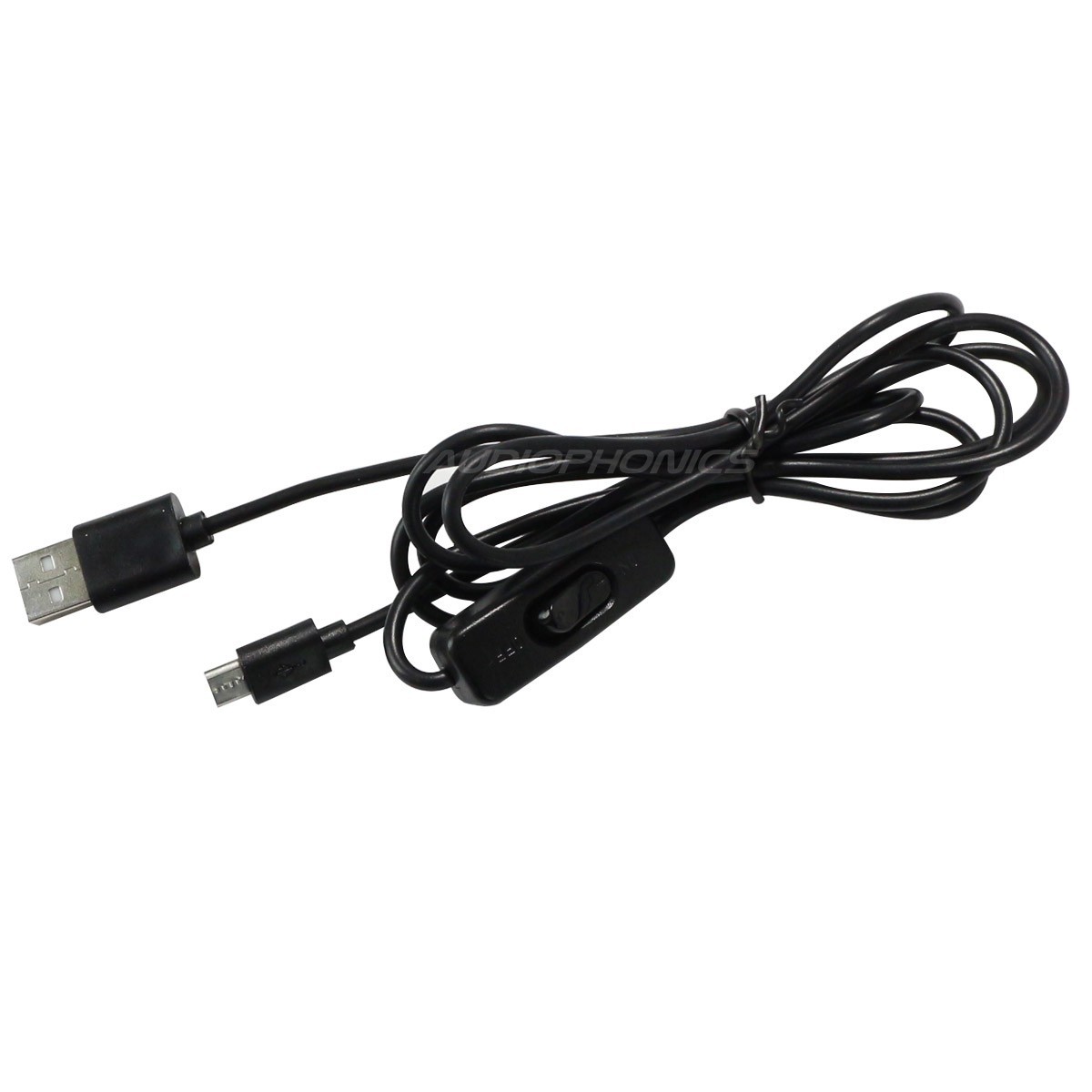 USB-A to Micro USB-B Power Cable Male / Male with Switch 22AWG 1.5m