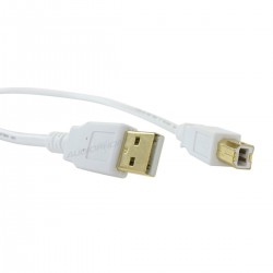USB-A Male / USB-B Male 2.0 Cable Gold Plated Connectors 0.45m White