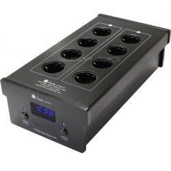 BADA LB-6610 Filtre Secteur 8 Ports Schuko Plaqués Or Noir