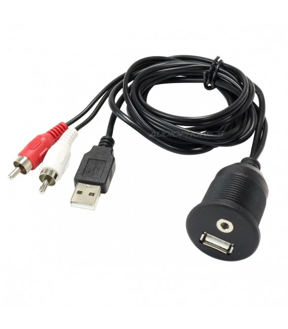 Panel Mount USB-A Male / RCA Male to 