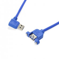 Panel Mount USB-A 3.0 Male to USB-A 3.0 Female Blue 0.5m