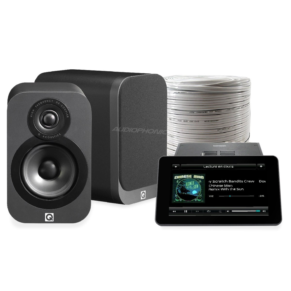 Pack AUDIOPHONICS RASPTOUCH AMP 9023 + Q ACOUSTICS 3010i + Câble HP OFC 2x2m