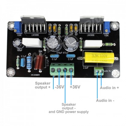 Audiophonics APD85 Module Amplificateur Mono LM3886 100W / 8 Ohm