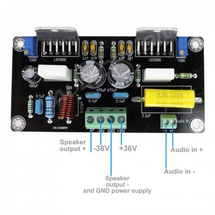 APD85 Amplifier Module Mono LM3886 100W / 8 Ohms - Audiophonics