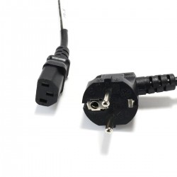 Standard Power Cable IEC C13 to Male Angled Schuko 3x0.75mm² 1.8m