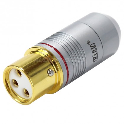 EIZZ XLR Connecteur XLR Femelle 3 pins PTFE plaqué Or Ø 9mm Rouge (L'unité)