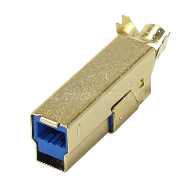 Connecteur USB 3.0 mâle Type B Plaqué or DIY (unité) - Audiophonics