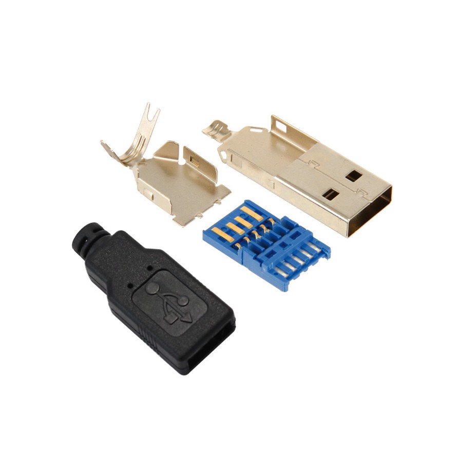Gimax 30pcs/lot DIY USB 3.0 male connector jack soldering type socket 3 in 1 for DIY USB 3.0 Cable 