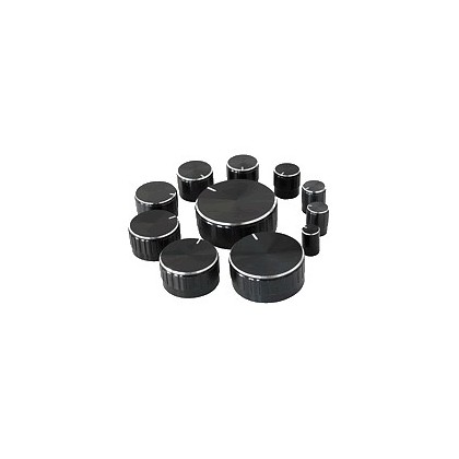 Assortiment de 11 Boutons Axe cranté Ø6mm Noir