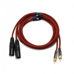 CYK Cordon XLR-3 Mâle vers RCA Mâle Cuivre OFC plaqué Or 24K 2m