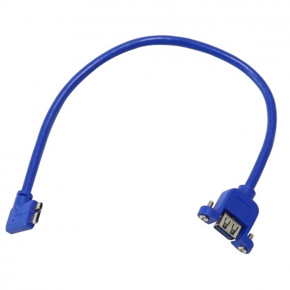 Panel Mount USB-A 3.0 Male to USB-A 3.0 Female Blue 0.5m