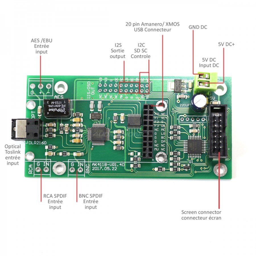 AK4118 Digital Receiver Board Coaxial Optical AES to I2S Sampling Rate Display AK4118 Digital Receiver Board Coaxial Optical AES to I2S Sampling Rate Display