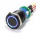 Aluminium Push Button and Pre-Welded Connector with Blue Light Circle Ø19mm Black