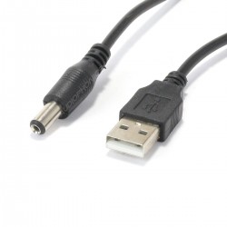 Cable Male Jack DC 5.5/2.1mm to Male USB-A 5V 70cm