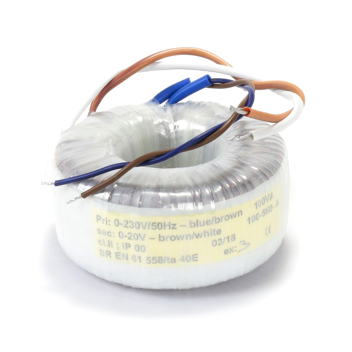 Toroidal Transformer 100VA 1x20V 5A