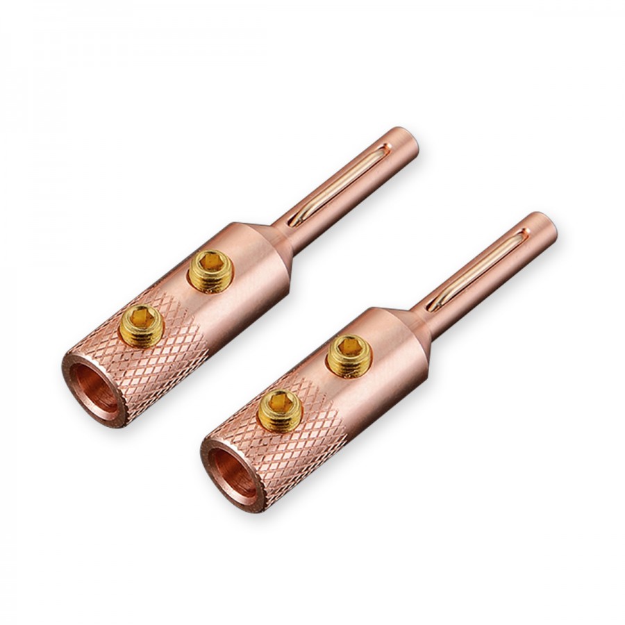 VB401 Pure Copper Banana Plug Red Copper Ø5mm (Set x4