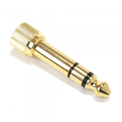 Adaptateur Jack 3.5mm Femelle vers Jack 6.35mm Mâle Plaqué Or à Visser