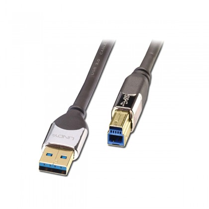 LINDY CROMO Câble USB-A Mâle vers USB-B Mâle 3.0 Plaqué Or 1m