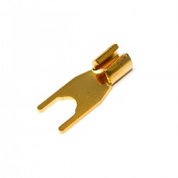 ELECAUDIO FC-104 Fourches Plates Cuivre Pur Plaqué Or 24K Ø5.8mm (Unité)