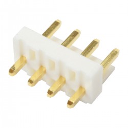 Connecteur Barrette Droit VH 3.96mm Mâle / Mâle 4 Voies Blanc Plaqué Or (Unité)