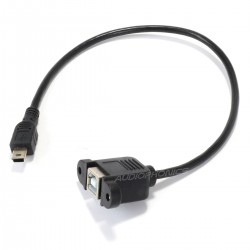 Panel Mount Male Mini USB-B to Female USB-B 25cm