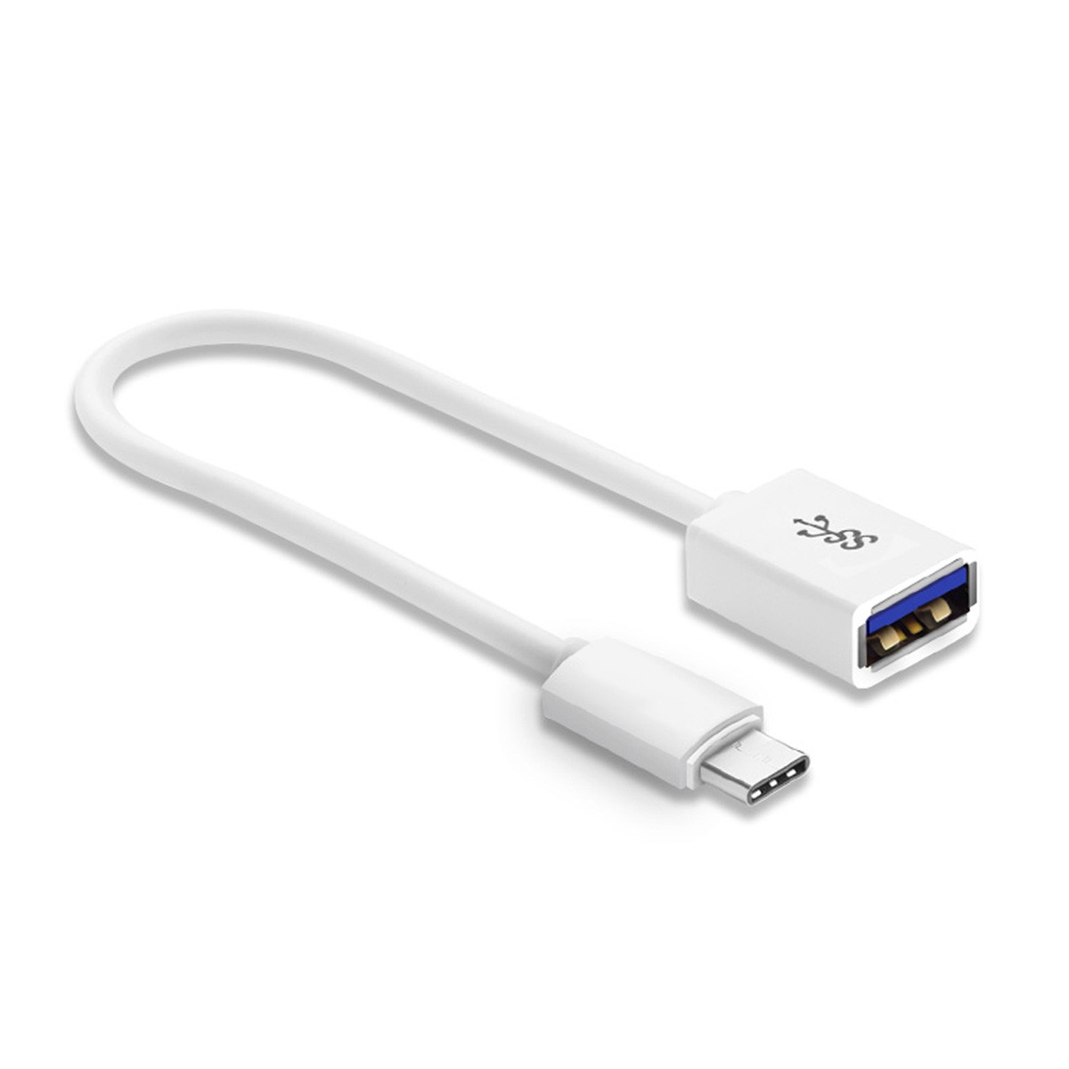 Audiophonics - Cable Female USB-A 3.0 to Male USB-C OTG Copper White PVC  sheath 10cm
