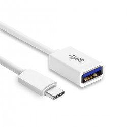 Câble USB-A 3.0 vers USB-C OTG Cuivre Blanc 10cm