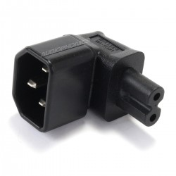 Power Adapter IEC C14 3 Pole to IEC C7 2 Pole Angled