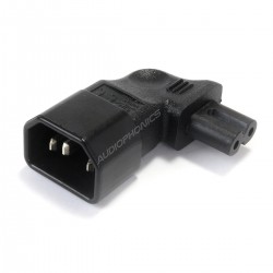 Power Adapter IEC C14 3 Pole to IEC C7 2 Pole Flat Angled