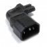 Power Adapter IEC C14 3 Pole to IEC C7 2 Pole Flat Angled