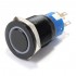 Bouton Poussoir Aluminium Anodisé avec Cercle Lumineux Bleu 1NO1NC 250V 5A Ø19mm Noir