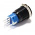 Anodized Aluminium Push Button with Blue Light Circle 1NO1NC 250V 5A Ø19mm Black Flat Head