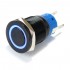 Anodized Aluminium Push Button with Blue Light Circle 1NO1NC 250V 5A Ø19mm Black Flat Head