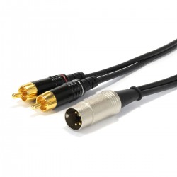 AUDIOPHONICS 5 Pin DIN to Stereo RCA Cable for Bang & Olufsen Gold Plated 1m