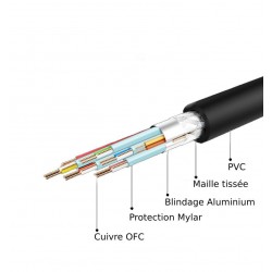 Câble USB 2.0 USB-B mâle vers USB Type-C réversible mâle Plaqué Or OTG 2m