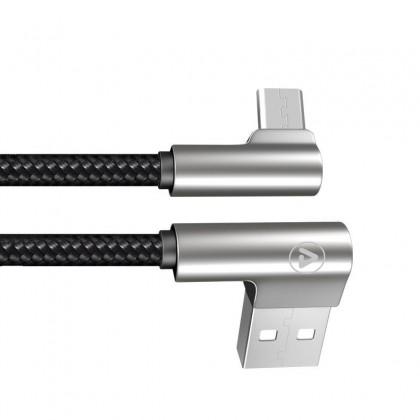 Câble USB-A mâle / Micro USB Male Coudé Connecteur métal LED 1,2m