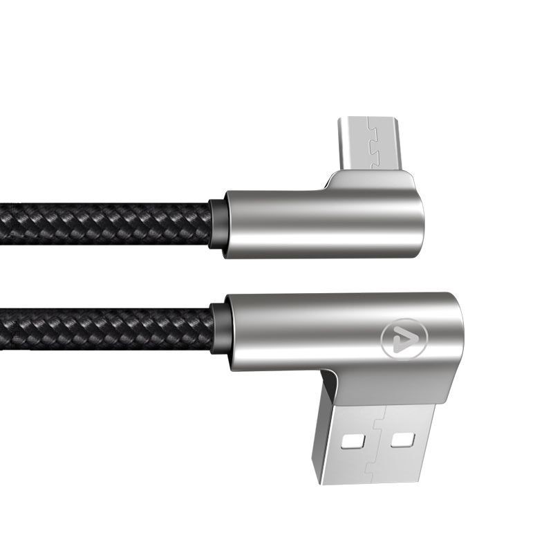 USB-A Male / Micro USB Male Angled 90° Cable Metal Connector 1.2m