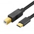 Male USB 2.0 cable to USB-B USB-C reversible male Gold Plated OTG 2m