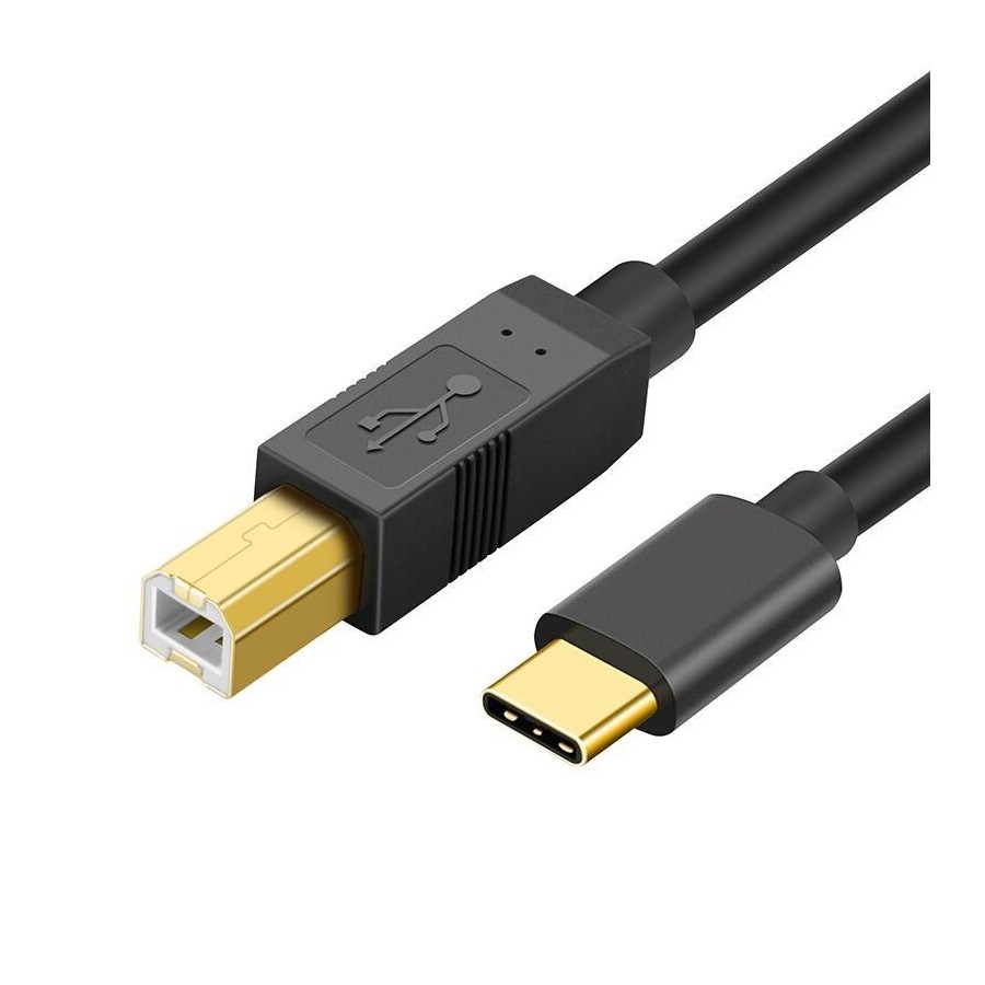 Audiophonics - Câble USB 2.0 USB-B mâle vers USB-C réversible mâle Plaqué  Or OTG 2m